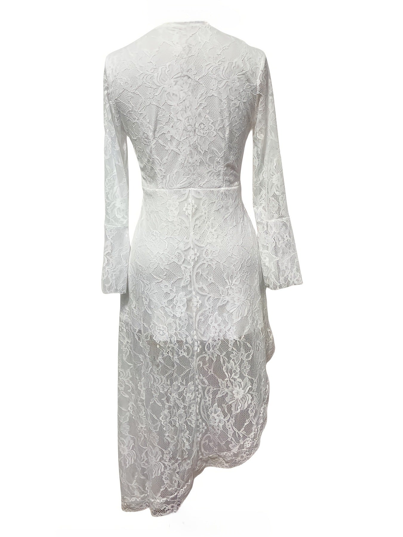 Western Lace Bell Sleeve High-Low Festival Dress