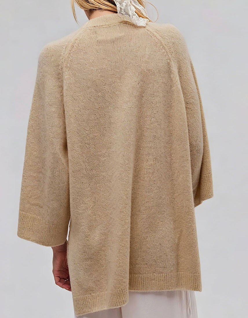 Oversized Knit Sweater Crew Neck Pullover Casual Top
