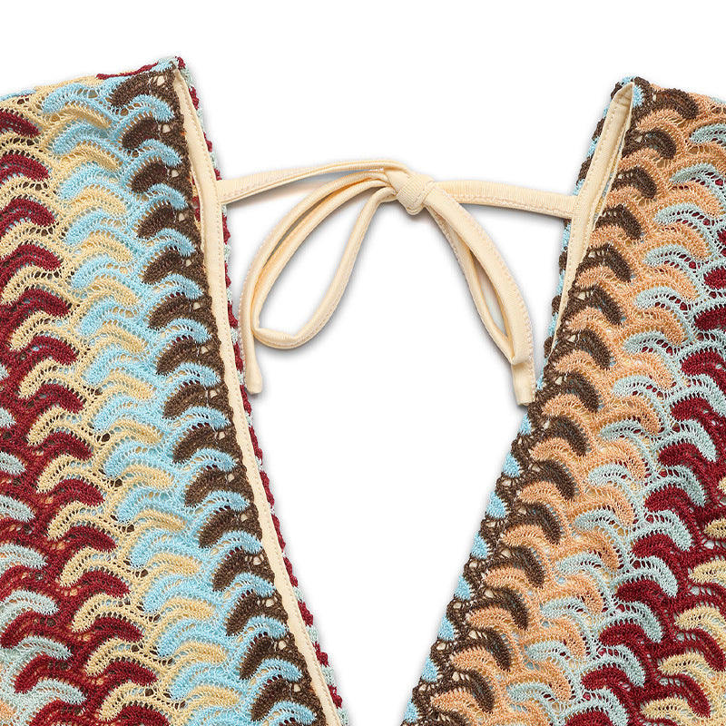 Boho Deep V Crochet Knit Bodysuit Top