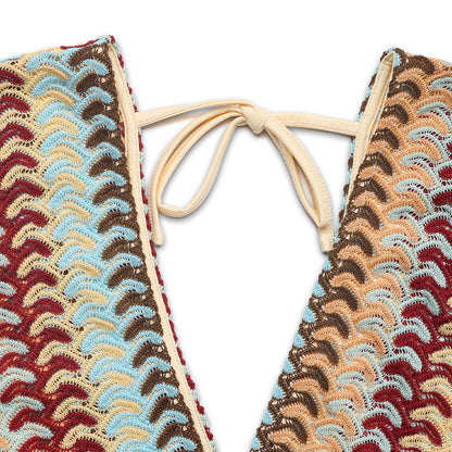 Boho Deep V Crochet Knit Bodysuit Top