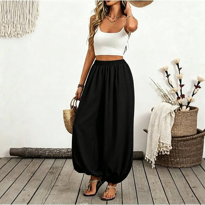 High Waist Balloon Beach Pants with Pockets