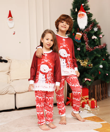 Cartoon Snowman Deer Parent-child Dress Printed Loungewear Christmas Pajamas