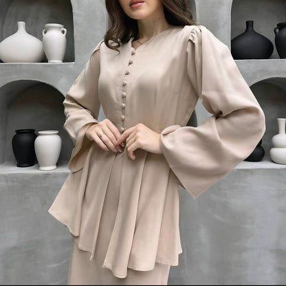 Women's Satin Two Piece Maxi Dress Set
