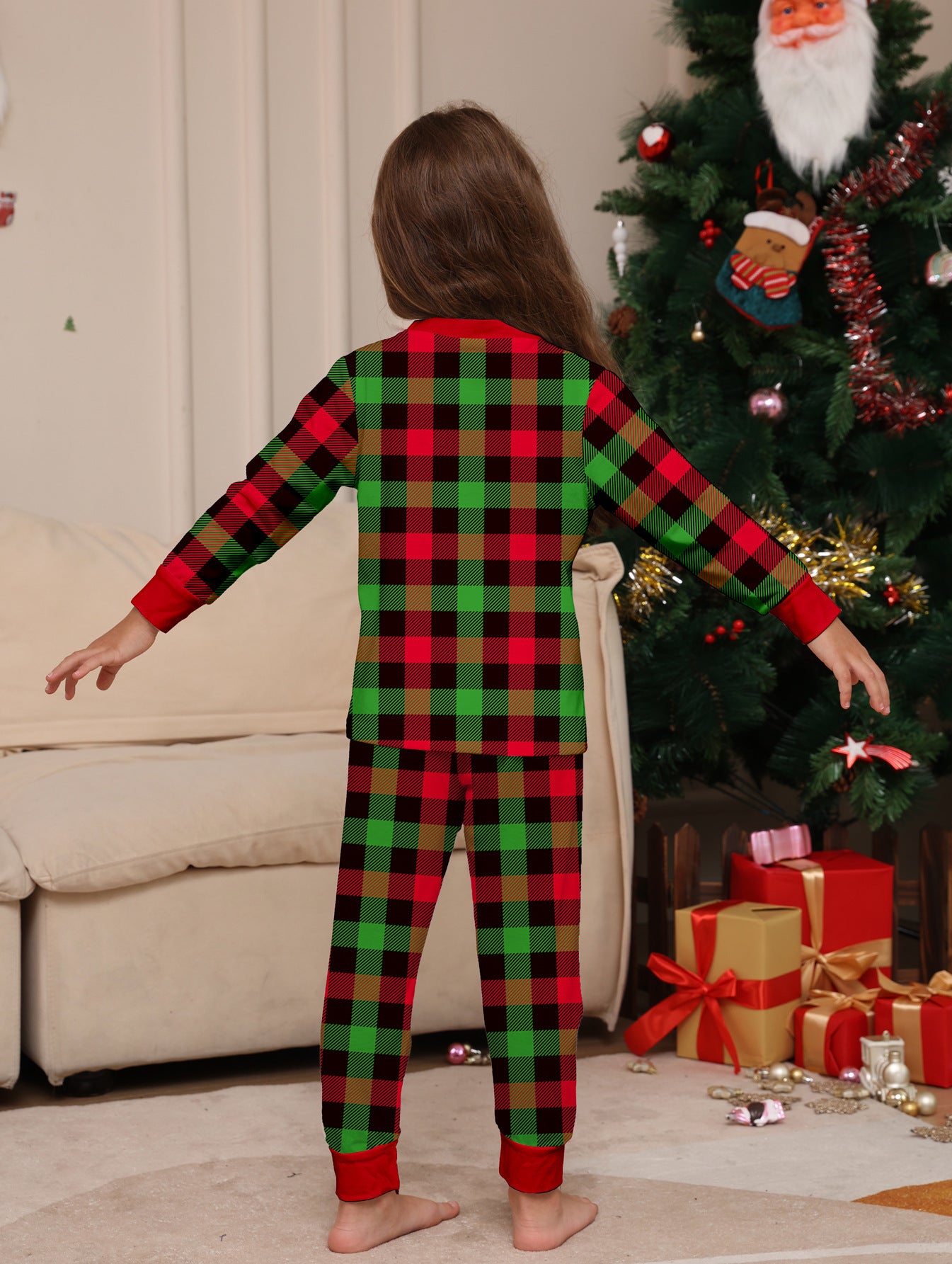 Plaid Parent-child Print Loungewear Christmas Pajama Set