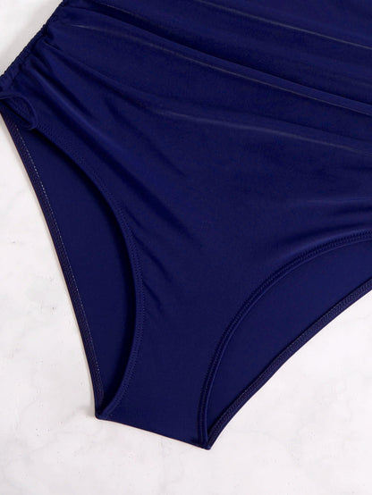 2025 New Women's One-Piece Swimsuit - Solid Color Bikini Swimwear