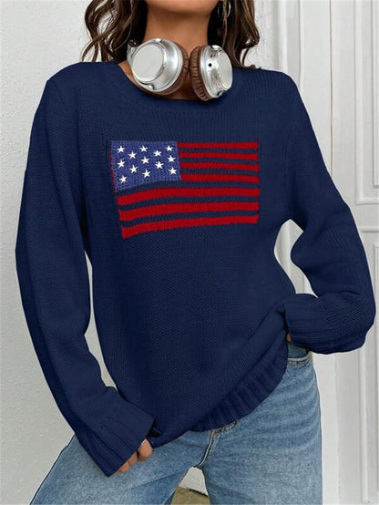 Women's American Flag Oversized Knit Sweater
