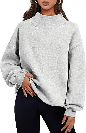 Women's Oversized Mock Neck Sweatshirt Pullover
