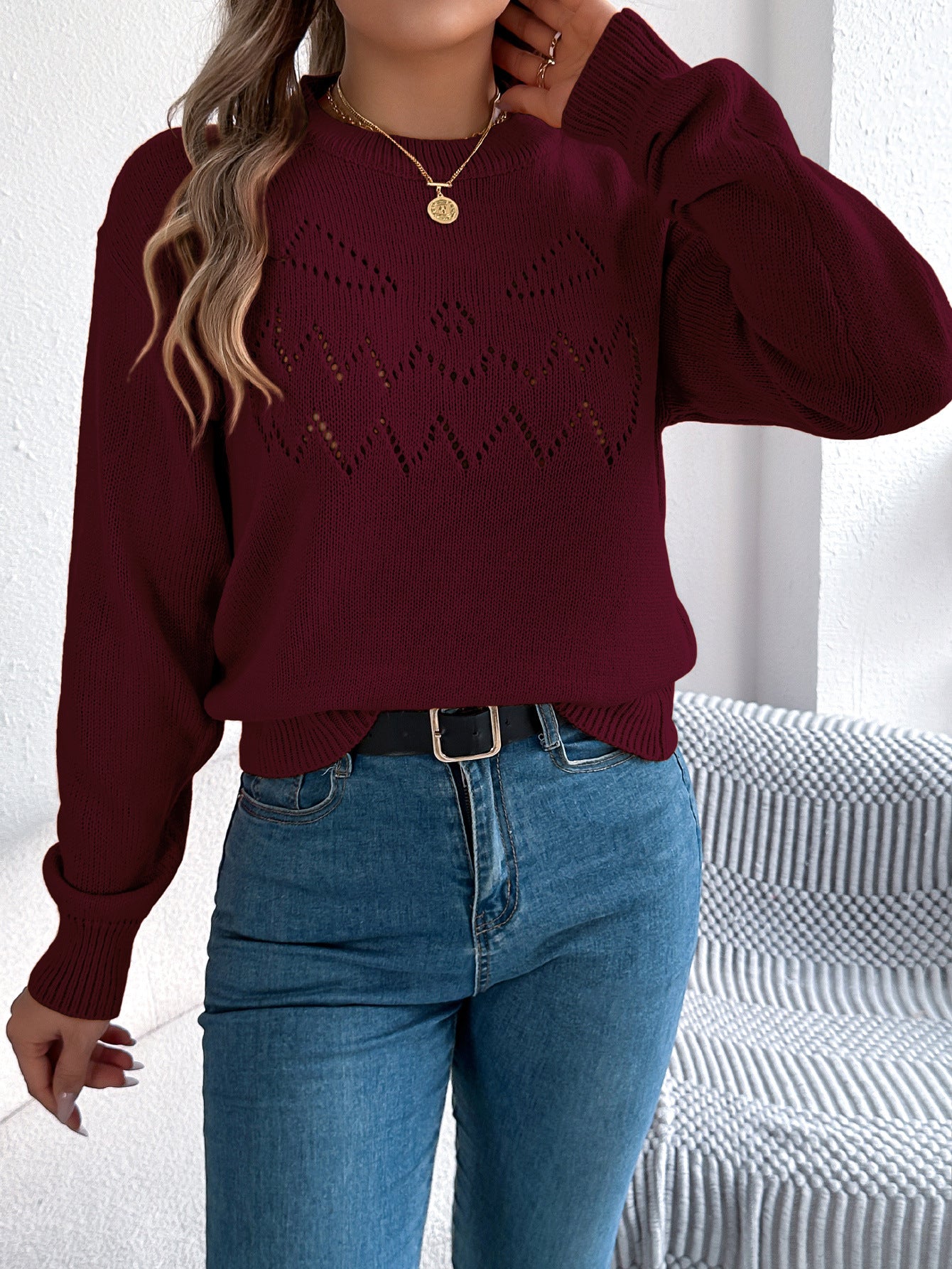 Hollowed Lantern Sleeve Pullover Sweater - Halloween Style