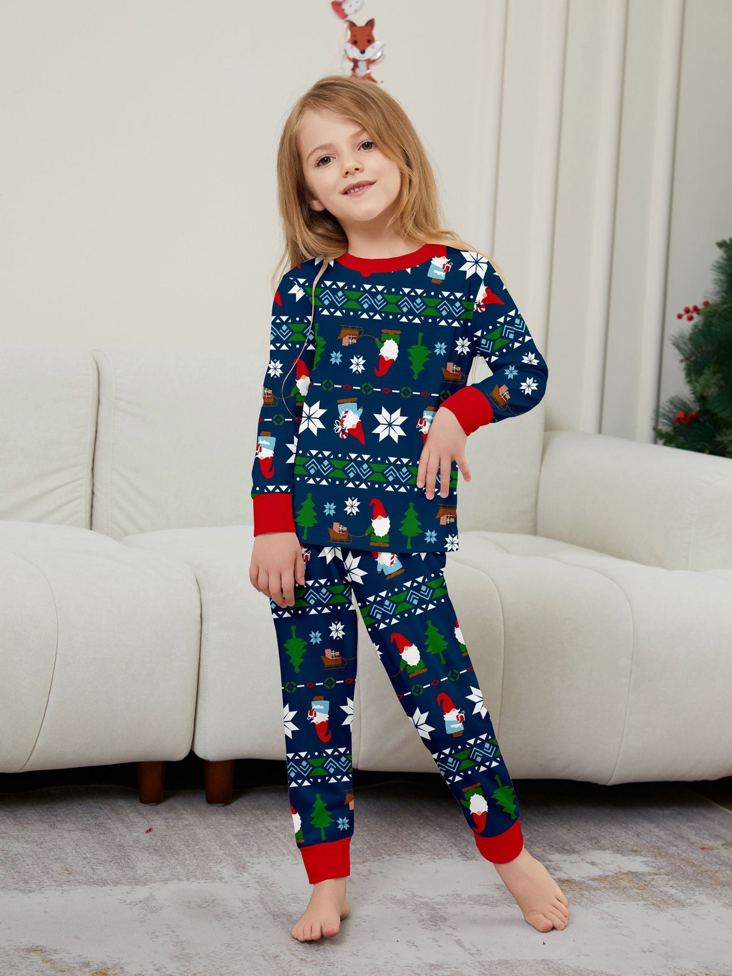 Santa Snowflake Striped Christmas Parent-Child Dress Christmas Pajamas