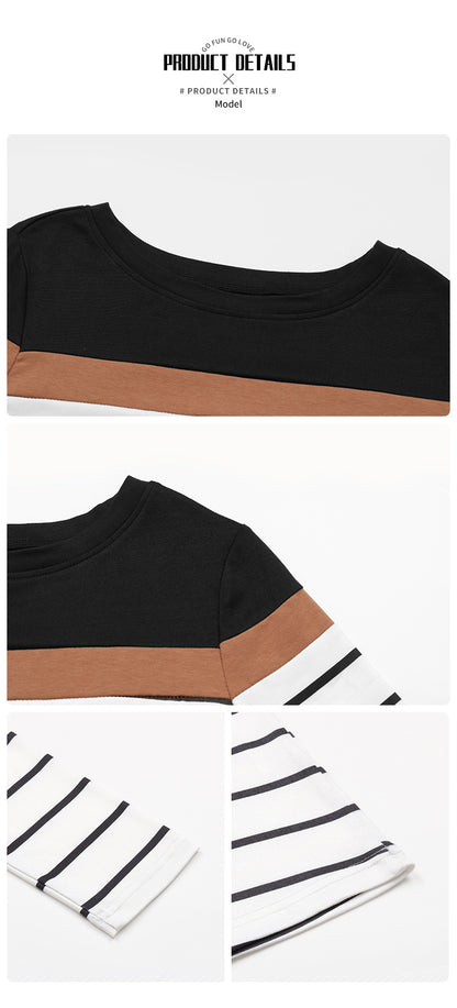 Chic Striped Long Sleeve Tee – Casual Spring Fall