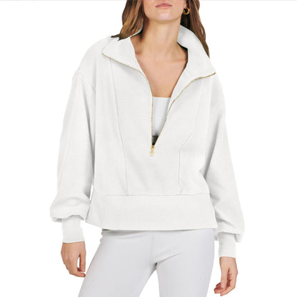 Women's Quarter Zip Collared Sweatshirt Long Sleeve