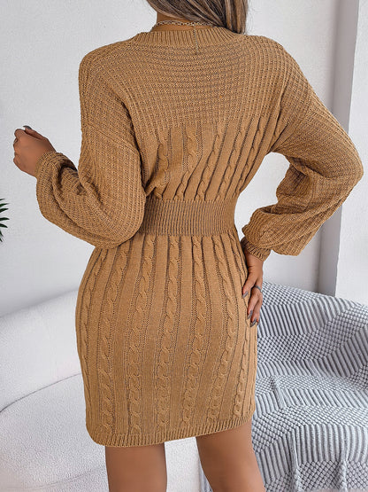 Grey Cable Knit Cutout Sweater Dress – Bodycon Mini