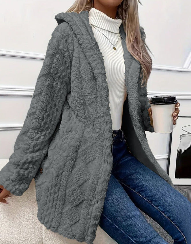 Women's Oversized Hooded Sherpa Fleece Jacket