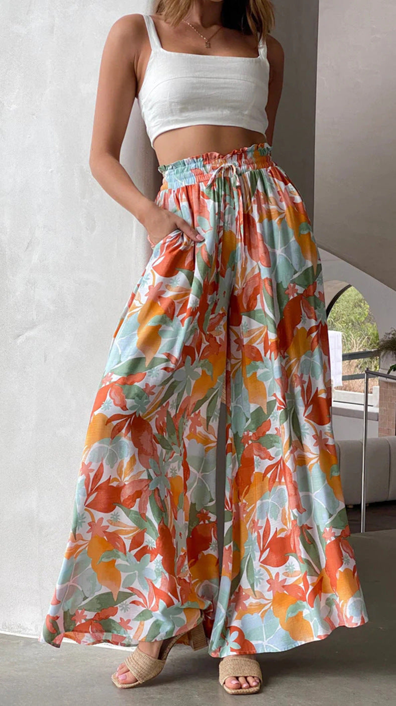 Women's High Waist Palazzo Pants Wide Leg Casual Summer