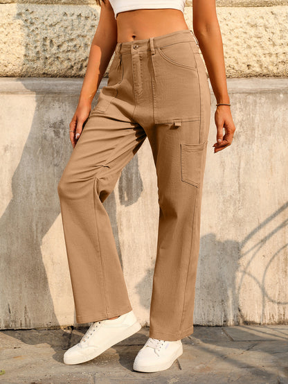 Women's High Waist Loose Cargo Pants with Pockets Streetwear