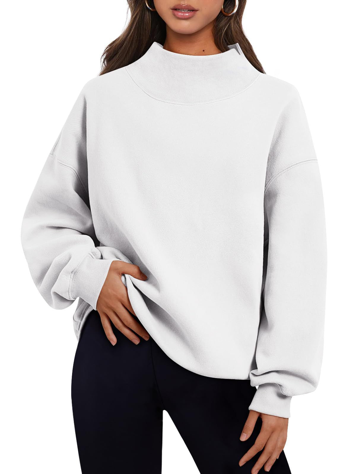 Women's Mock Neck Oversized Pullover Sweatshirt