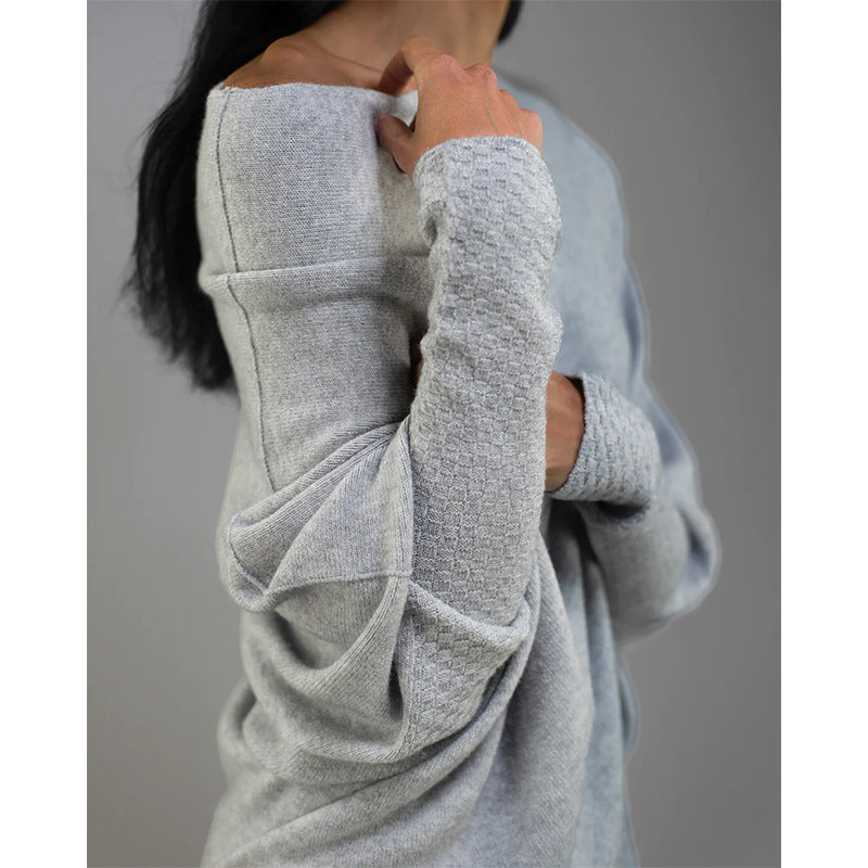 Oversized Off Shoulder Draped Knit Sweater