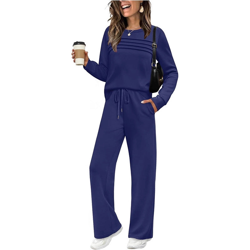 Women's 2 Piece Lounge Set Long Sleeve Wide Leg Pants