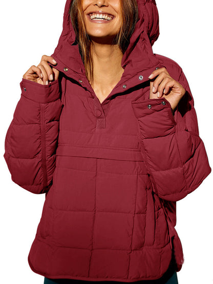 Women Oversized Hooded Quilted Pullover Puffer Jacket