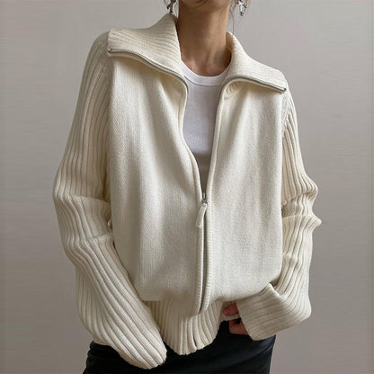 Women's Y2K Oversized Full Zip Collar Cardigan Sweater