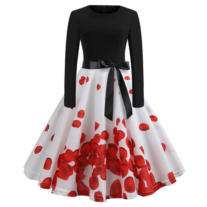 Vintage Plaid Long Sleeve Fit and Flare Midi Dress