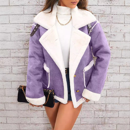 Women's Faux Fur Lapel Jacket Oversized Winter Coat