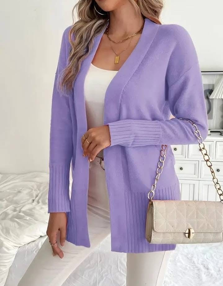 Plus Size Oversized Chunky Cardigan Open Front Pockets