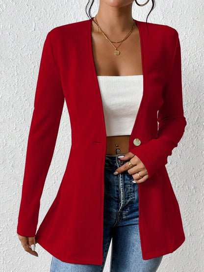 Women's Elegant One Button Slim Fit Blazer