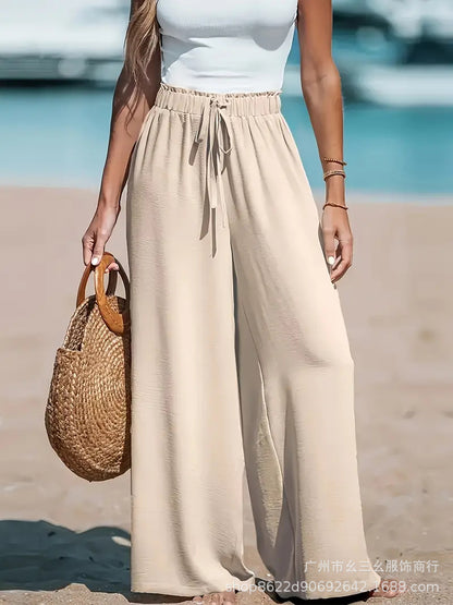 Women's High Waisted Wide Leg Drawstring Pants