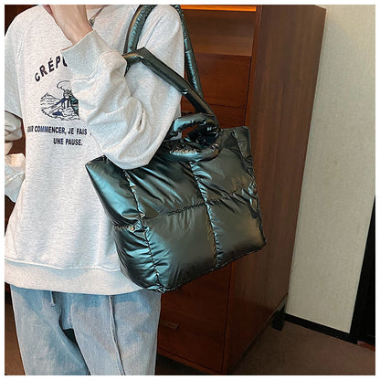 Light Down Cotton Padded Shoulder Padding Tote Bag