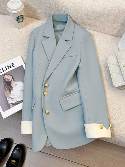 Women's Blazer with Contrast Cuffs Single Breasted