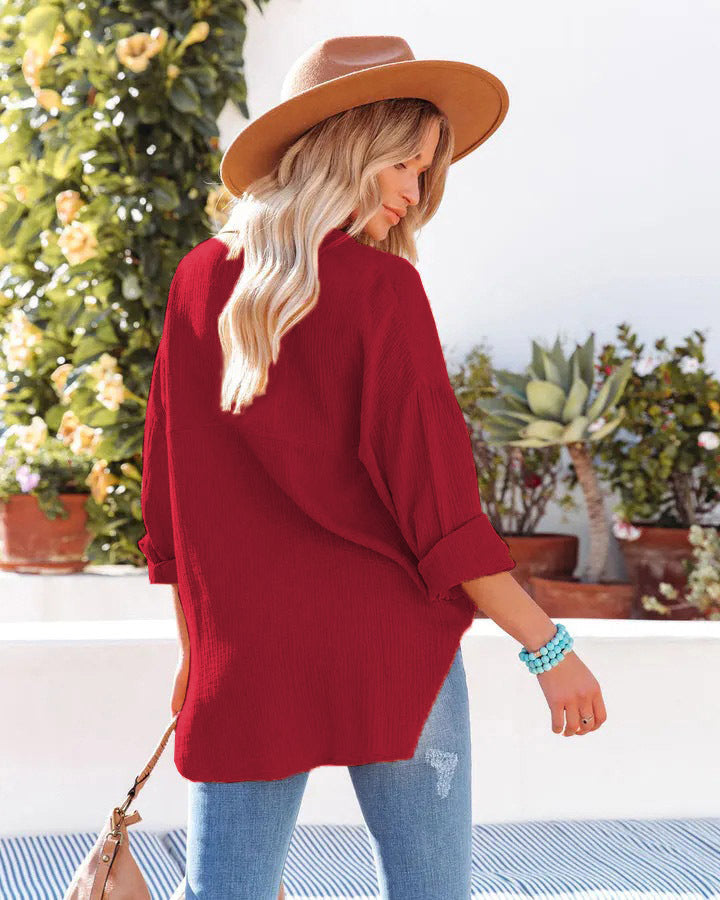 Women's Oversized Batwing Sleeve Button Down Shirt