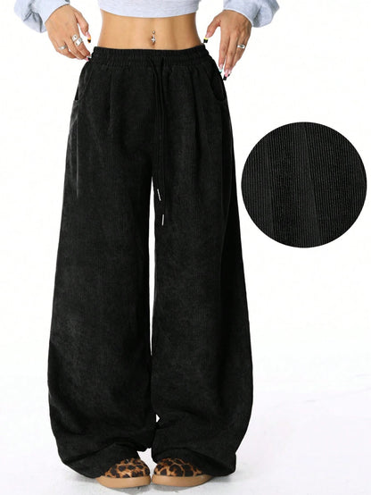 Women's High Waist Wide Leg Drawstring Casual Lounge Pants