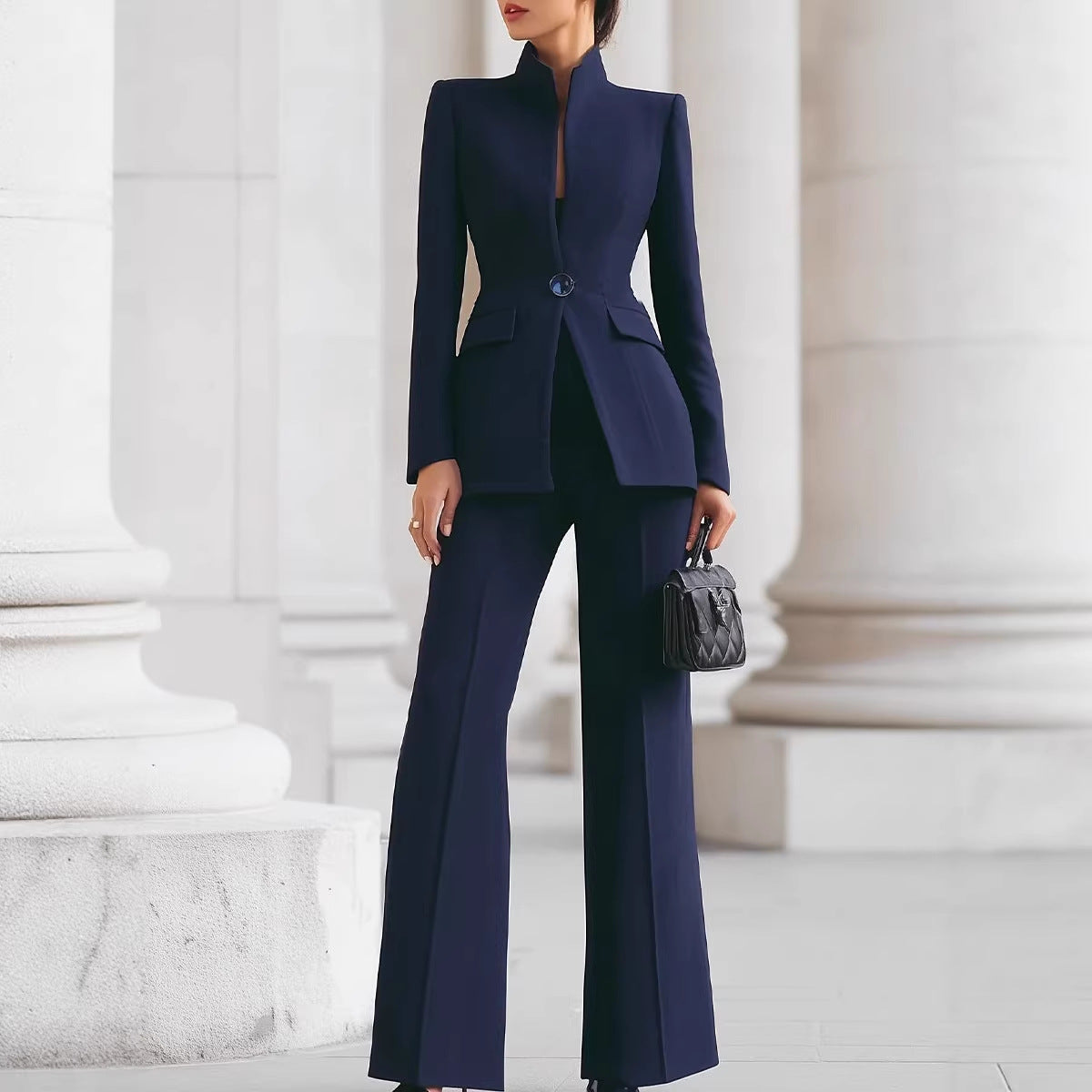 Women's 2 Piece Blazer Wide Leg Pants Suit Set