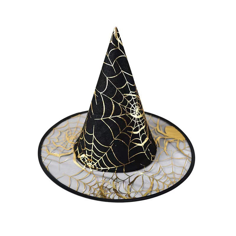 Halloween Witch Hat with Spiderweb Foil for Costumes