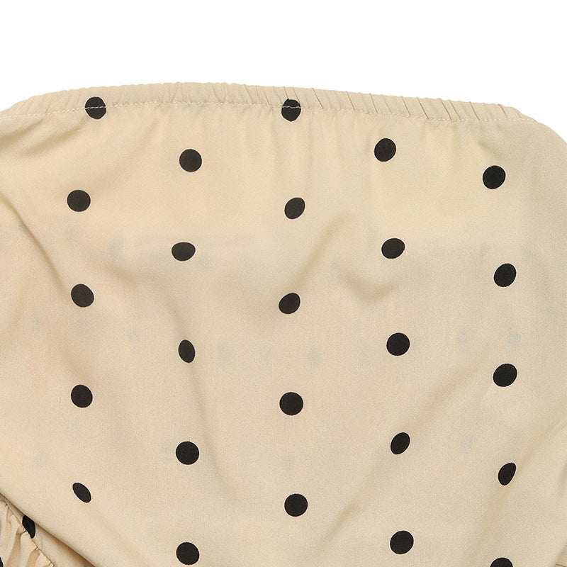 Polka Dot Strapless Peplum Top Y2K Backless Crop