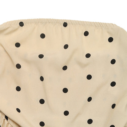 Polka Dot Strapless Peplum Top Y2K Backless Crop