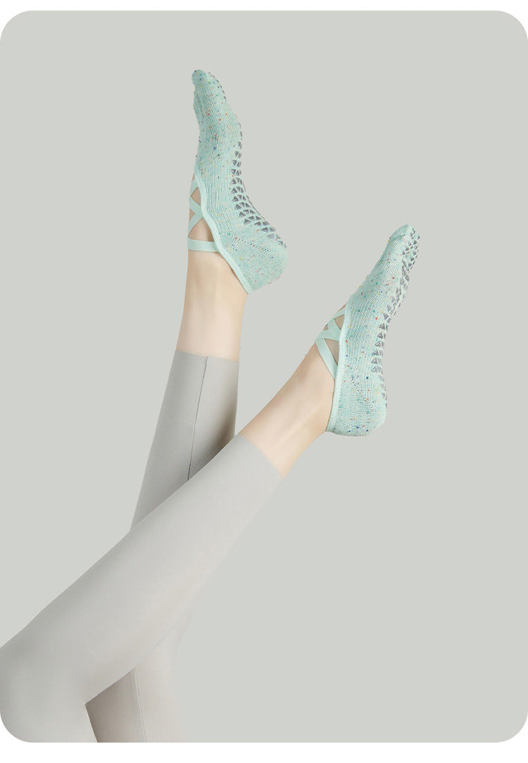 Non Slip Yoga Toe Socks Women Grip Pilates Straps Cotton
