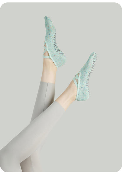 Non Slip Yoga Toe Socks Women Grip Pilates Straps Cotton