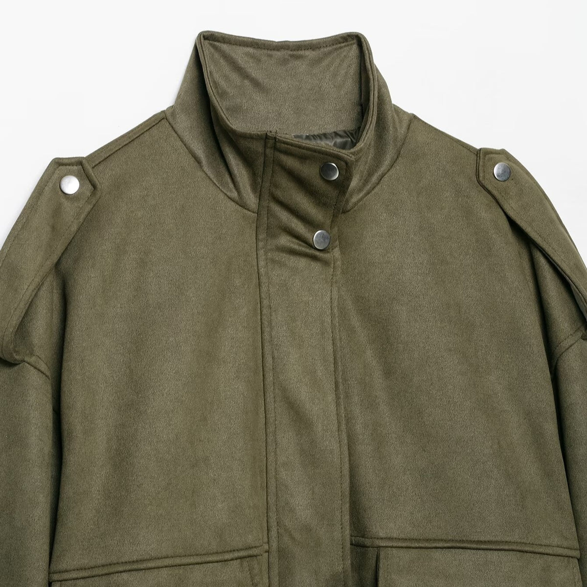 Women's Oversized Faux Suede Bomber Jacket Vintage