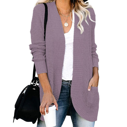 Women's Oversized Chunky Knit Open Front Cardigan Pockets