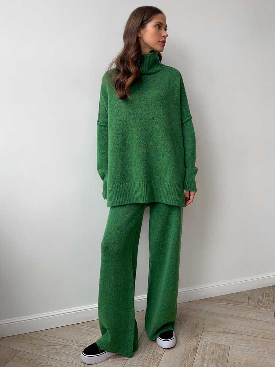 Women's Turtleneck Knit Sweater Set with Pants