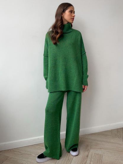 Women's Turtleneck Knit Sweater Set with Pants