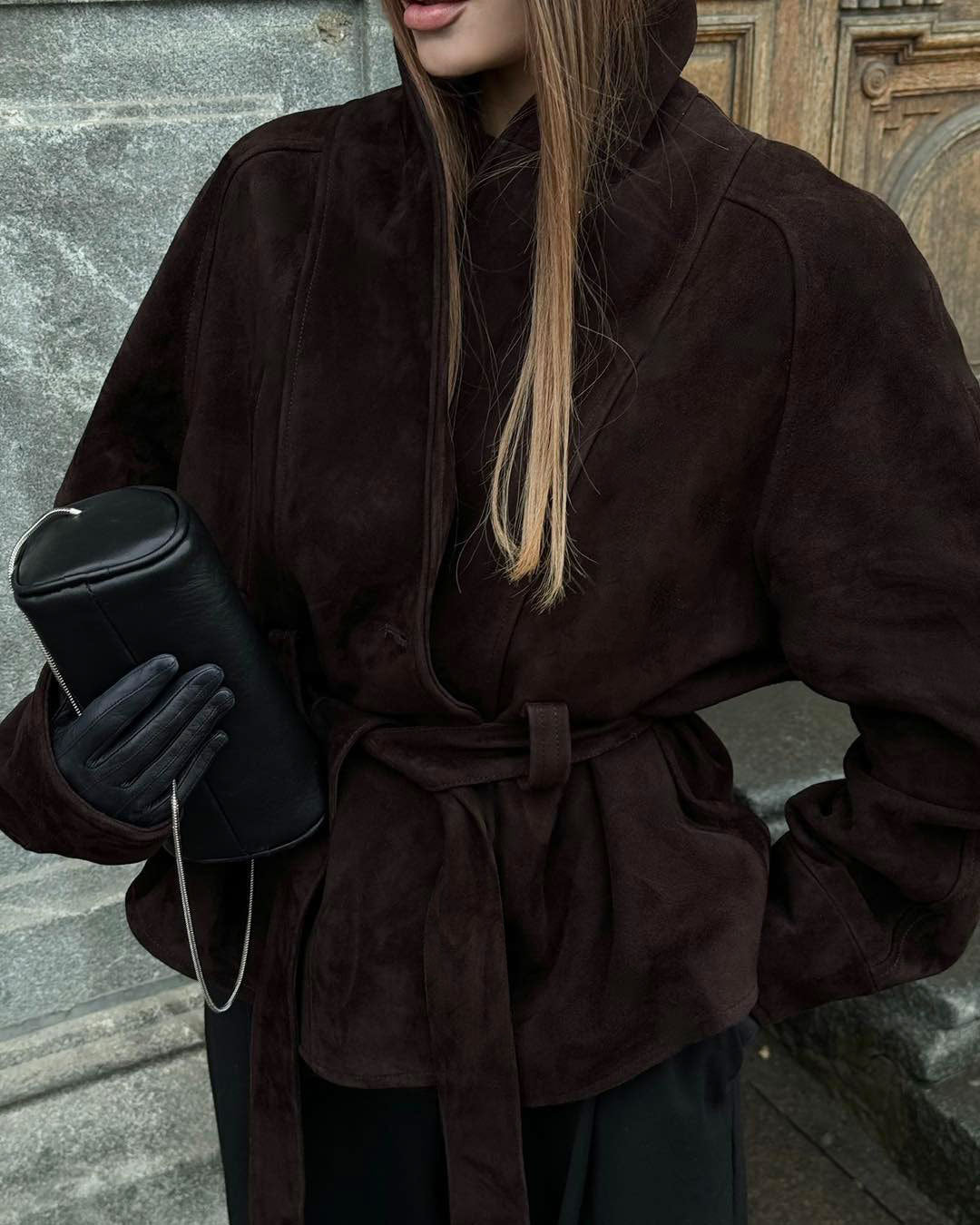 Women's Vintage Faux Suede Belted Jacket
