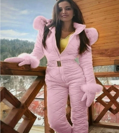 Women's One Piece Ski Suit Waterproof Hooded Snowsuit