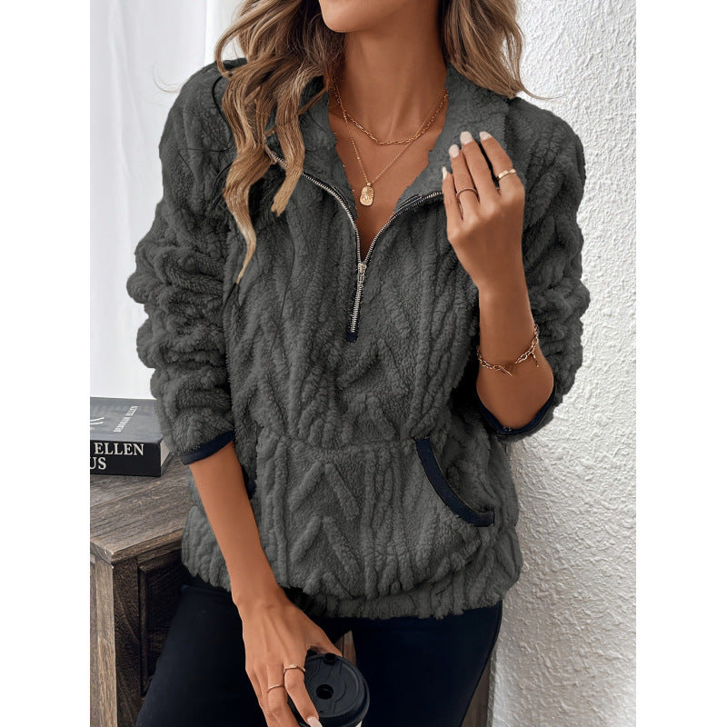 Women's Sherpa Half Zip Pullover Fleece Pocket