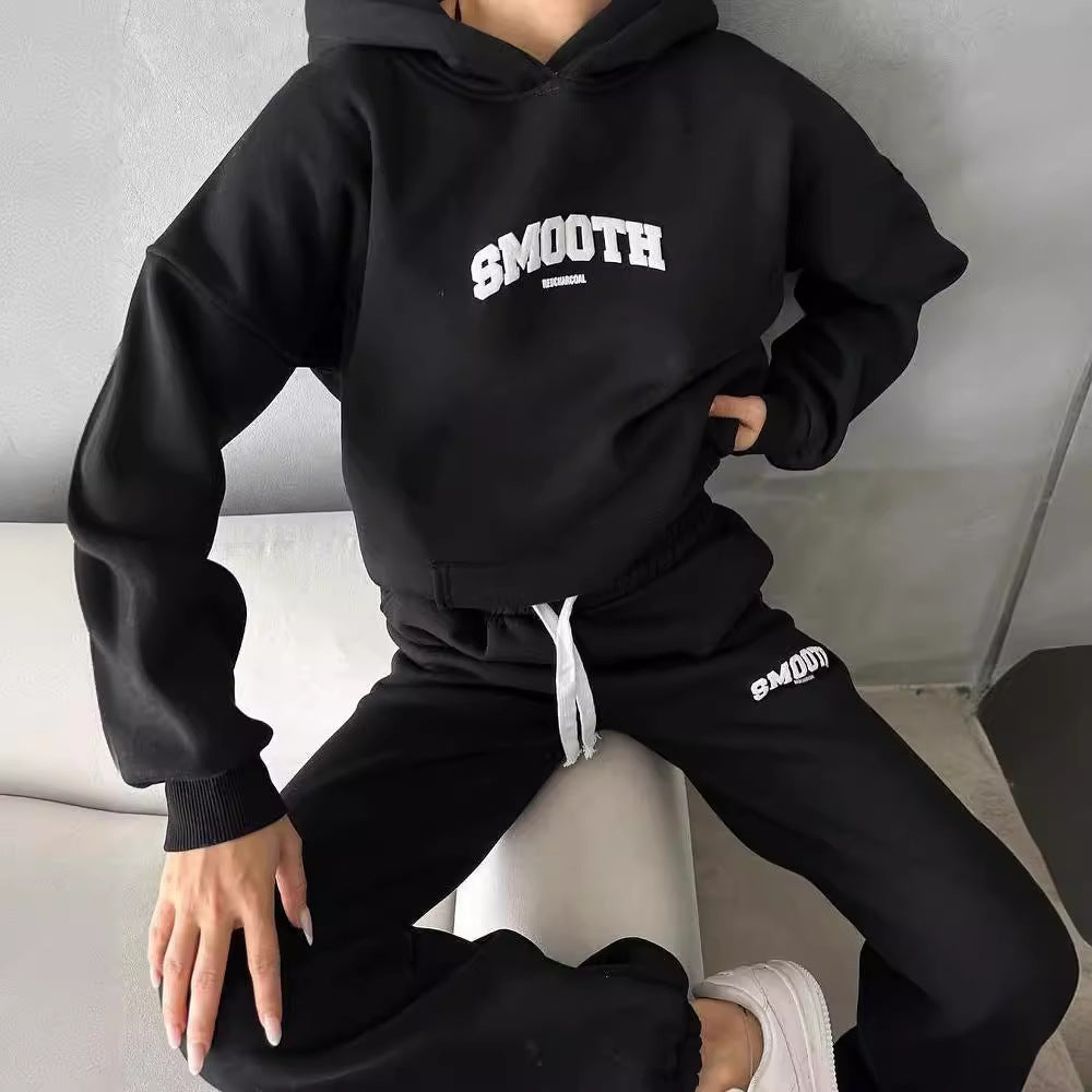 Womens Fleece Graphic Hoodie Joggers Matching Set