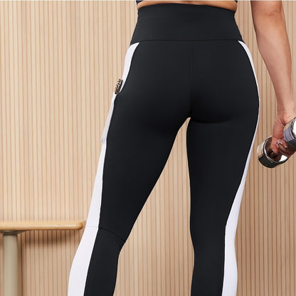 Puls Size Yoga Pants Hip-Lifting and Shaping Contrast Color Nine-Point Pants High Waist Tight Peach Hip Sports Fitness Pants