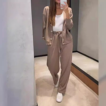 Women's Soft Cotton Cardigan & Pants Lounge Set