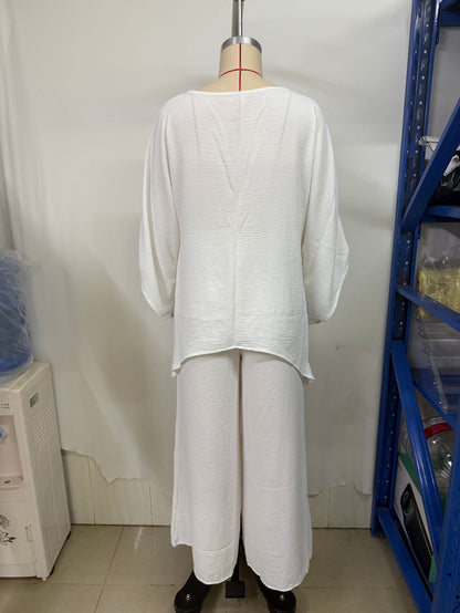Women's Linen Wide Leg Pants Matching Set